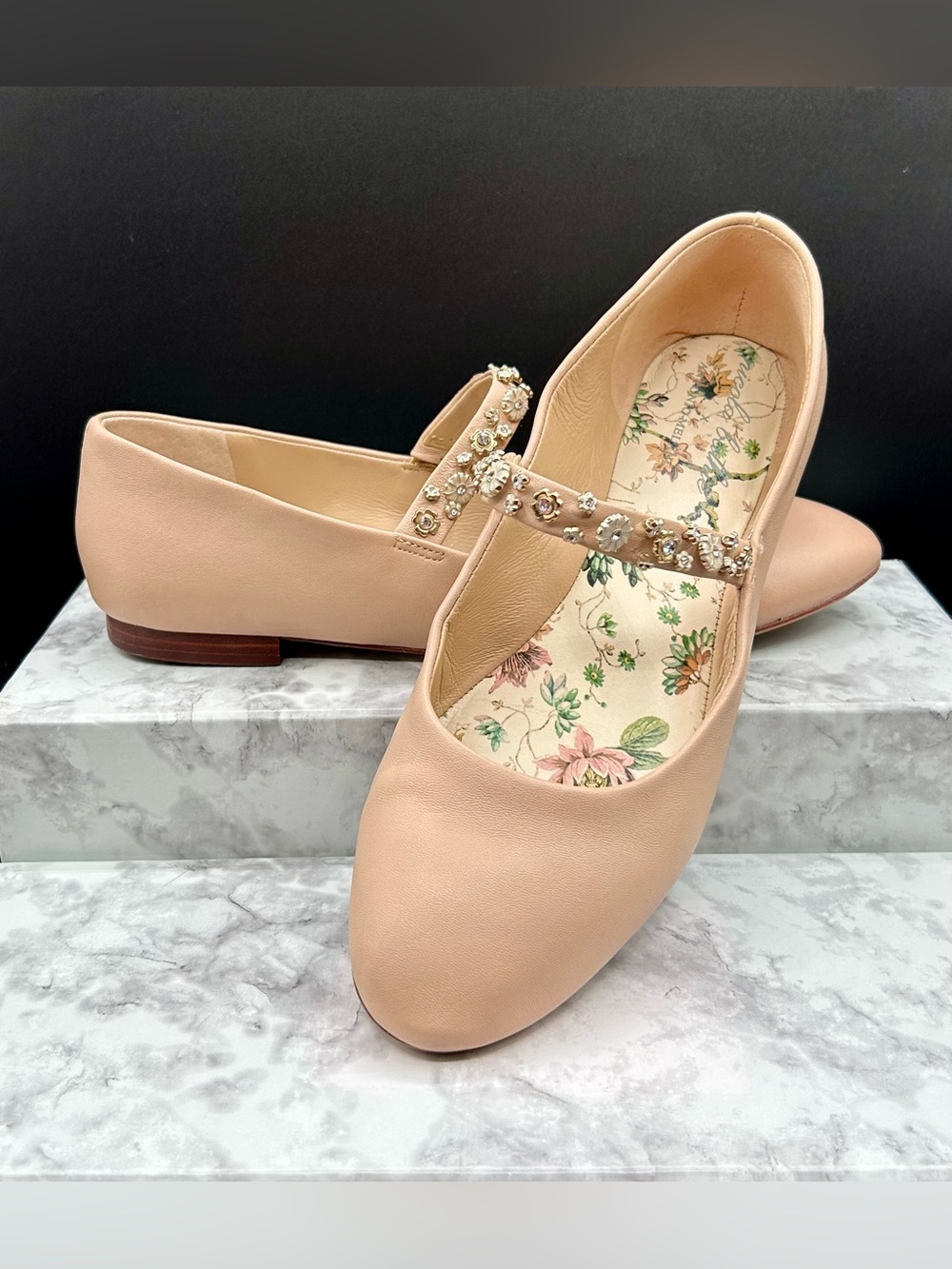 NICOLA BATHIE X ANTONIO MELANI “Elizabeth“ Pink Leather Mary Jane Flats.Size 9 M